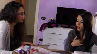 Online film Brunette babes Petra and Gioia studying together