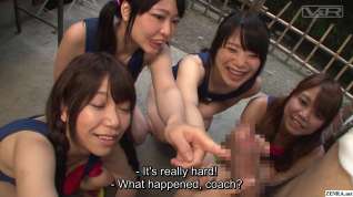 Online film Japanese schoolgirls in swimsuits CFNM handjob harem