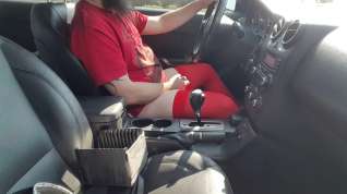 Online film Driving And Stroking In Red Stockings