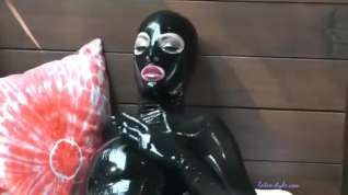 Online film Oil Massage In Black Latex Catsuit