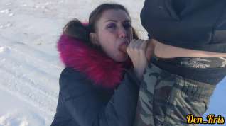 Online film Beautiful Blowjob On A Sunny Frosty Day From A Beauty With Blue Eyes All Face Covered With Sperm