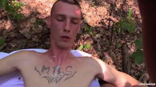 Online film Tatted-up Chap Pulls Down His Jeans And Bangs Outdoors
