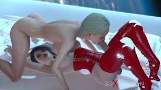 Free online porn Hot sci-fi android dickgirl plays with a sexy horny blonde in the space station
