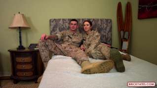 Online film Kendra and Valentino are using every opportunity to fuck like wild animals, even in the army