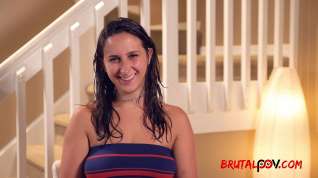 Online film Ashley Adams is a sweet, teen brunette who likes to get fucked hard, while at home