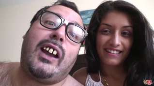 Online film Fat man with glasses is fucking a fresh, teen brunette and ejaculating all over her face