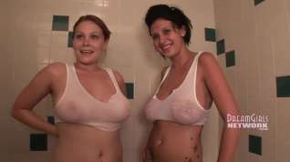 Online film Big titted girls are touching each other in the bathroom while having a relaxing shower