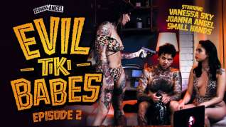 Online film Joanna Angel & Vanessa Sky & Small Hands in Evil Tiki Babes: Episode 2 - BurningAngel