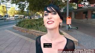 Online film German skinny punk student teen public pick up street casting for EroCom Date POV