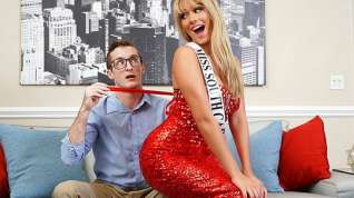 Online film Fair-haired nurse sports with stylish guy in glasses for vision...