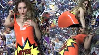 Online film Rachelle S in Orange Dress and Stockings - LatexHeavenVideo