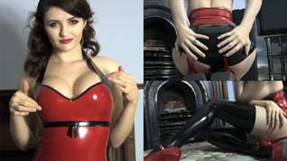 Online film Lizzie Bayliss in Red Top and Black Stockings - LatexHeavenVideo