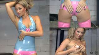 Online film Natalia Forrest in Blue Top and Pink Stockings - LatexHeavenVideo