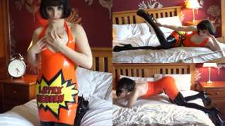 Online film Portia Victoria in Orange Dress and Black Stockings - LatexHeavenVideo