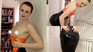 Online film Anita de Bauch in Orange Dress and Black Stockings - LatexHeavenVideo