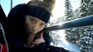 Online film blowjob from a beautiful blonde at a ski resort