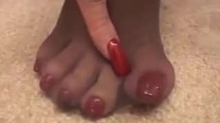 Online film long red nails in pantyhose 2