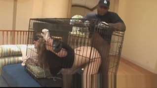 Online film Blonde locked in a cage with bbc toys