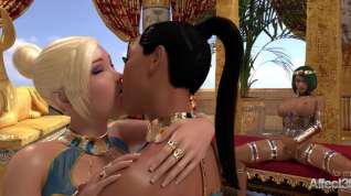Online film Ebony and blonde futanari babes entertaining the Egyptian princess