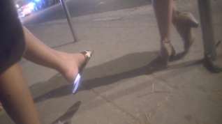 Online film Candid feet soles bus stop
