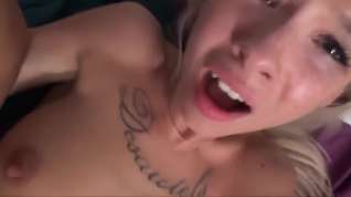 Online film Blonde bitch with tattoo cum in mouth