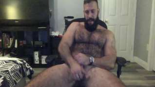 Online film hairy muscle bear takes dildo on cam