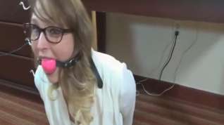 Online film Gagged girl give job interview