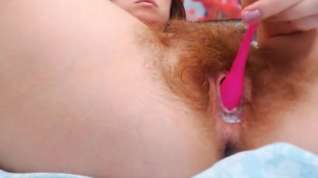 Online film Hairy redhead fingers her creamy hairy pussy