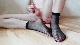 Online film Young boy in pantyhose use buttplug and then cum on feet in socks