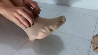 Online film very sheer nylon socks toe spread and wiggling