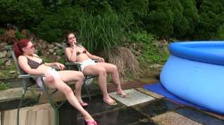 Online film Two girls hang out in diapers by the pool