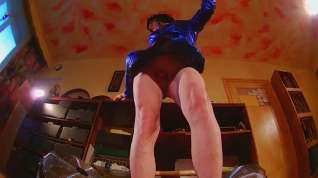 Free online porn CD MarylA¨ne upskirts in blue metalli outfit POV