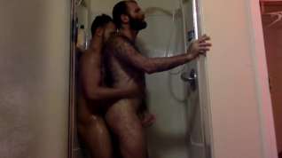 Online film Two hairy guys fuck in the shower