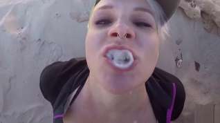 Online film Blowing Cum Bubbles on the Beach After a Sloppy Blow Job