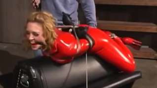 Online film Hogtied &amp_ Spanked in Red Catsuit