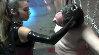 Online film Sexy Asian mistress in latex slaps a slave and spits in his mouth.