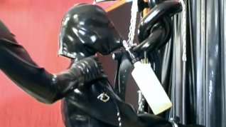 Online film Latex slave tied up and helpless