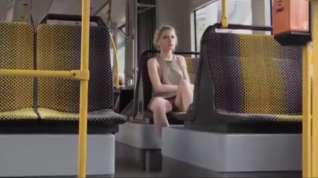 Online film Amazing Blonde in Bus (downblouse and upskirt no pantie)