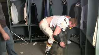 Online film Tall redheaded football player bound gagged stripped and spanked.