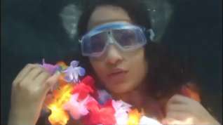 Online film ebony mermaid practicing underwater bikini
