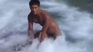 Online film Solo naked Asian beach shoot