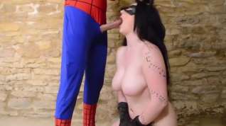 Online film Busty Cosplay Catwoman takes spiderman web