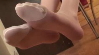 Online film white nylon feet tease