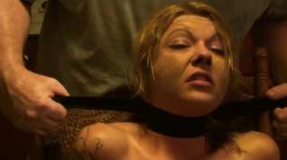 Online film Girl choked with black belt bondage
