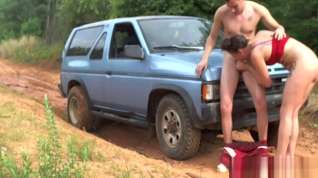Online film Waiting for a tow truck amateur couple fuck outdoors