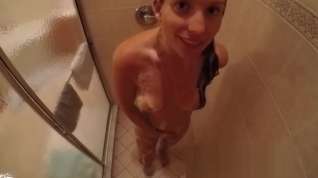 Online film Washing my hair in the shower with closeup and slow motion s