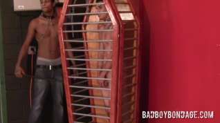 Online film Black top whipping torment twink in cage and softcore BDSM bondage