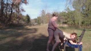 Online film Lesbians with big tits use strap on during outdoor picnic