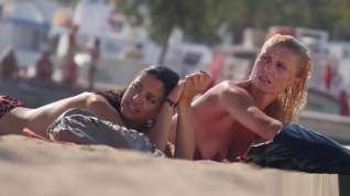 Online film Public voyeur of topless babes on the beach