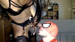 Online film Spiderman sucks beauty black shemale